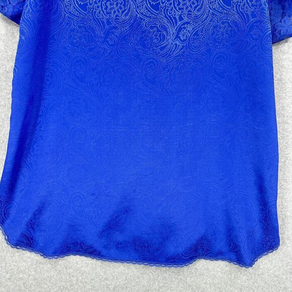 VTG Val Mode Nightgown 2X Purple Floral Lace Short Sleeve Button Front Lingerie - Picture 7 of 13